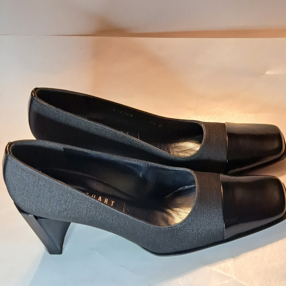 WOMEN'S STUART WEITZMAN SQUARE TOE HEELS SIZE 7.5 B - Picture 15 of 16